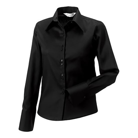 Russell Collection Ladies/Womens Long Sleeve Ultimate Non-Iron Shirt (Black) - Image 2