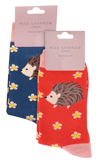 Miss Sparrow - Pack de 2 Calcetines de Bambú con Dibujos de Animales para Niñas - Erizos - Image 2