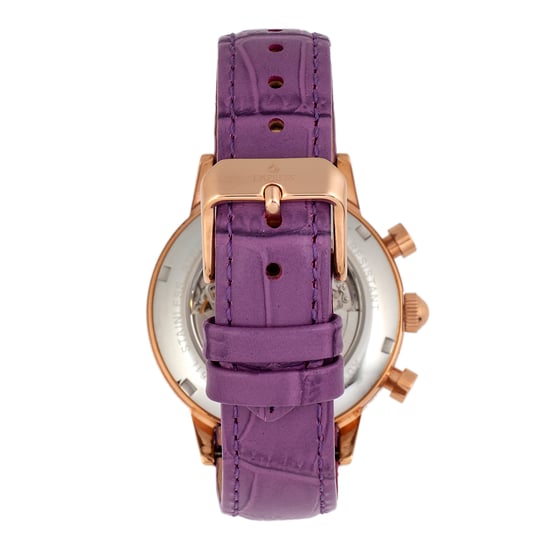 Reloj automático con esfera esqueletizada y correa de cuero Emperatriz Beatrice con día/fecha - Image 2