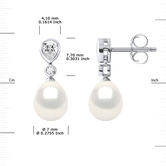 Drop Earrings Jewelry Sweet Water Beads 7-8mm White Pears 925