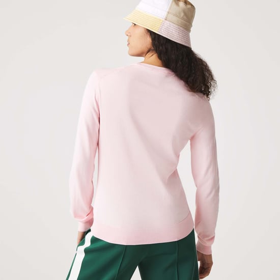 Women's Lacoste Organic Cotton Crewneck Sweatshirt in Pink