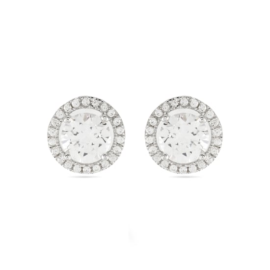 Pendientes Luxenter, gema de leyenda de plata de ley 925 y circonita brillante acabado baño rodio - Image 1