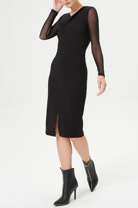 Fitted dress in jersey and mesh - Image 1