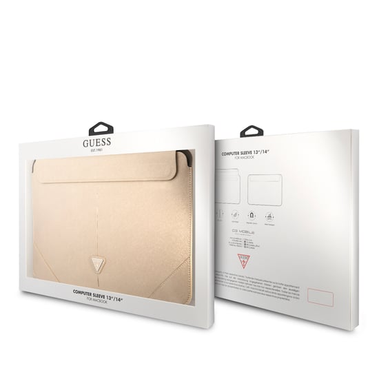 Guess 13/14 Inch Laptop Sleeve PU Saffiano Triangle Metal Logo