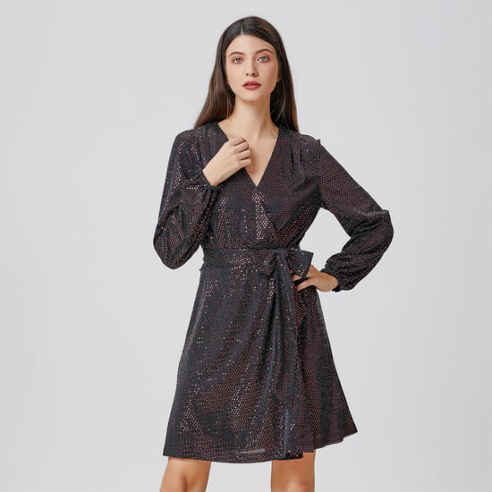 Wrap effect glitter dress - Image 2