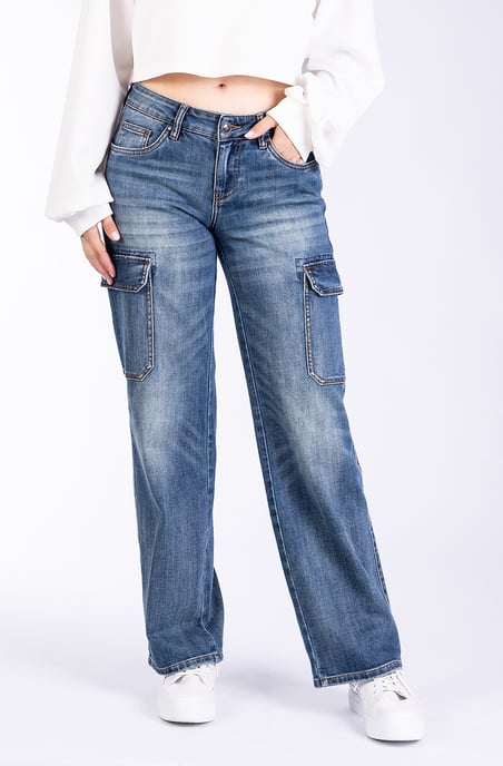 Amy Ladies Trousers blue denim Wide Leg