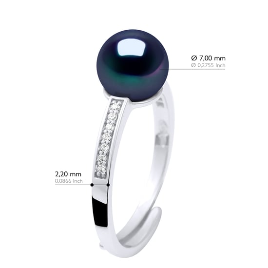 Ring Jewelry - Real Cultured Freshwater Pearl Round 7-8 mm