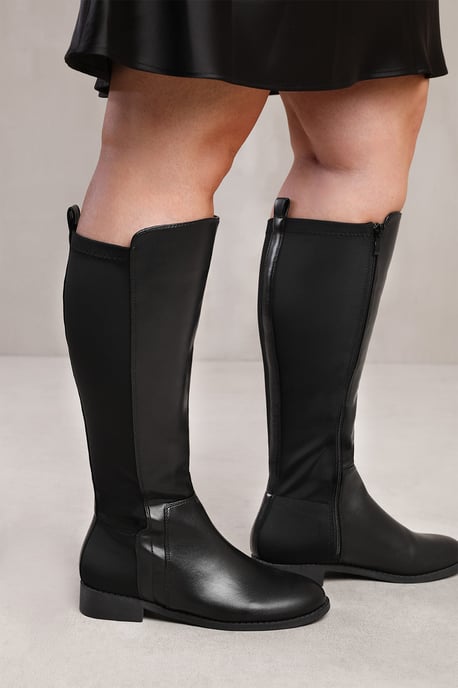 Wheres That From Womens 'Parker' Stretch Wide Calf Knee High Boots With Side Zip