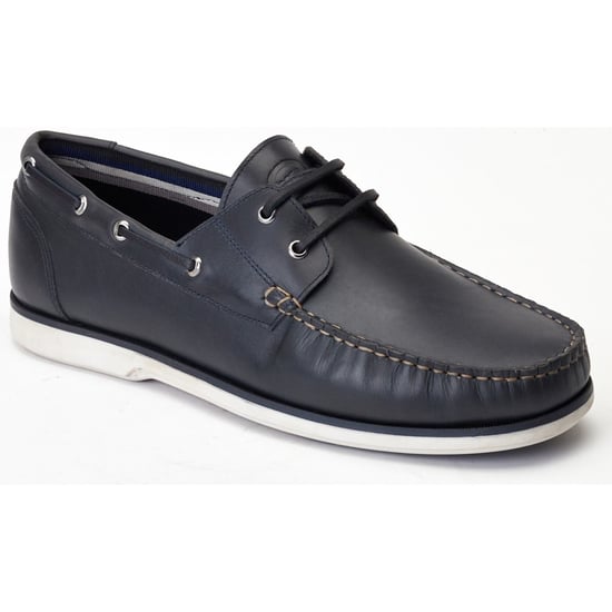Base London Stern Leather Men's Navy Boat Shoes - Image 1