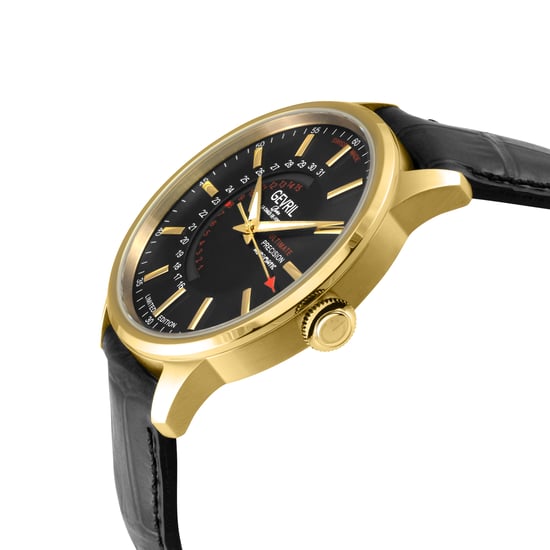 Reloj para hombre Gevril Guggenheim Sellita SW220 con rueda de fecha personalizada, hecho a mano en auténtica piel de cuero negra italiana. - Image 3