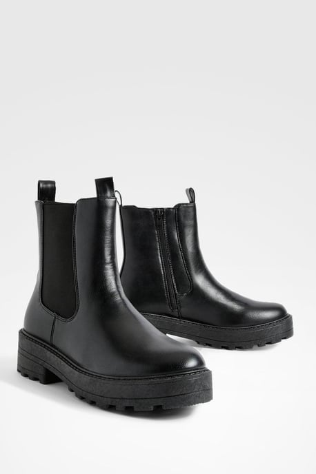 Wide Fit Double Tab Detail Chunky Chelsea Boots - Image 2
