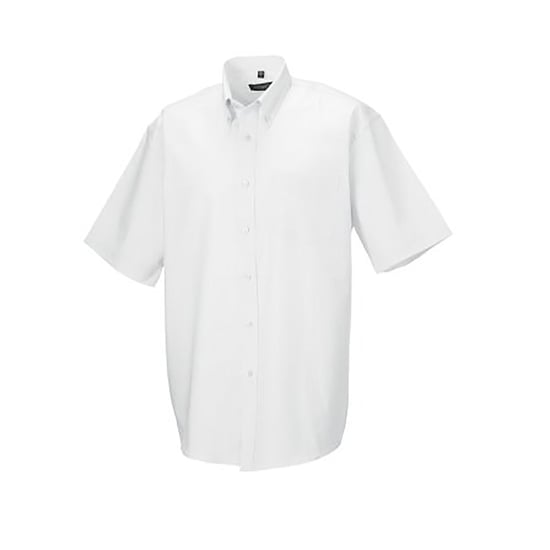 Russell Collection Mens Short Sleeve Easy Care Oxford Shirt (White) - Image 3
