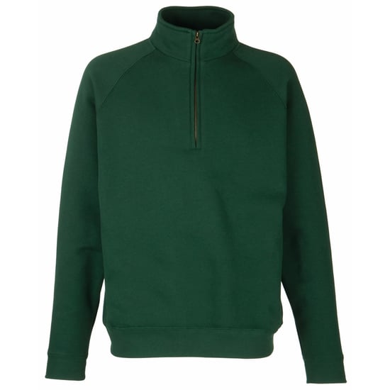 Fruit Of The Loom Mens Premium 70/30 Zip Neck Sweatshirt (Bottle Green) - Image 1