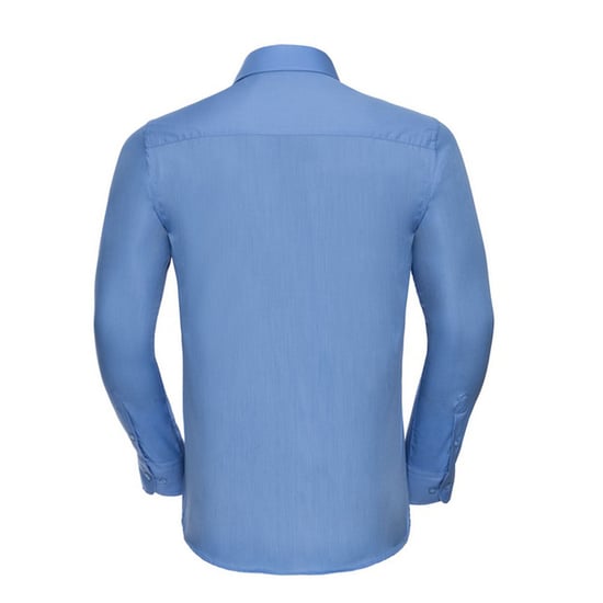 Russell Collection Mens Poplin Tailored Long-Sleeved Shirt (Corporate Blue) - Image 2
