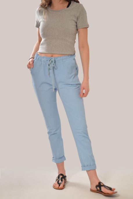 Tie Front Cotton Roll Hem Trousers - Image 2