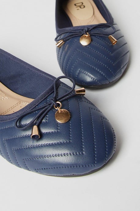 Phoenix Quilted Detail Comfort Bow Ballet Pumps