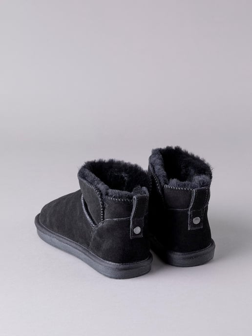 Ladies' Sheepskin Mini Boot Slippers in Black