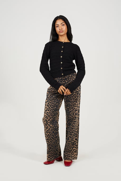 Black Stitch Detail Crew Neck Cardigan - Image 2