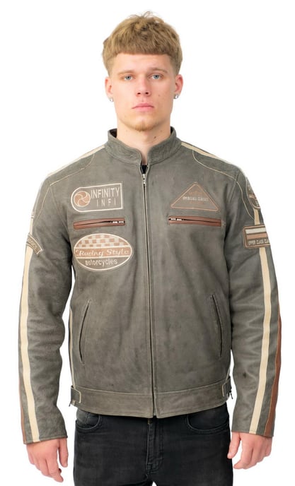 Mens Racing Leather Biker Jacket-Portland