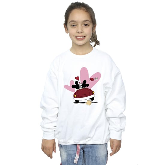 Disney Girls Mickey Mouse Car Print Sweatshirt (White)