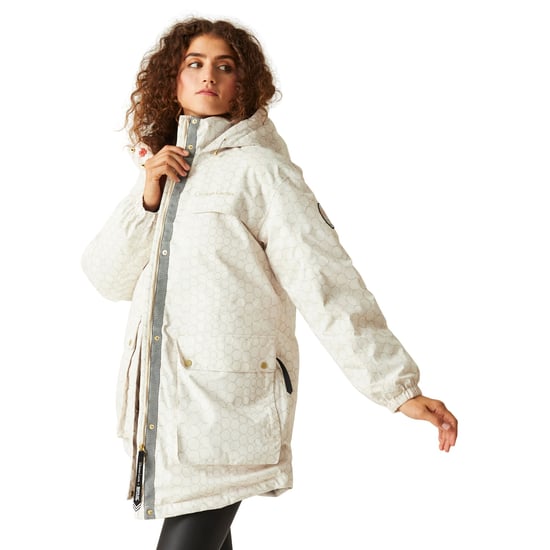 Regatta Womens/Ladies Christian Lacroix Cailar Pearl Longline Waterproof Jacket (Beige/Black) - Image 3
