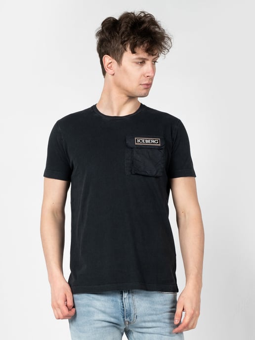 Iceberg T-Shirt C-Neck del hombre negro - Image 3
