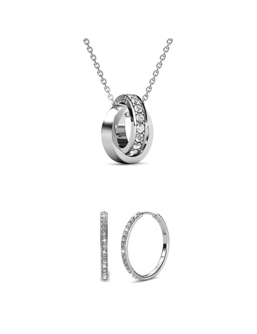 Conjuntos de aros circulares elegantes - Plata y cristal - Image 1