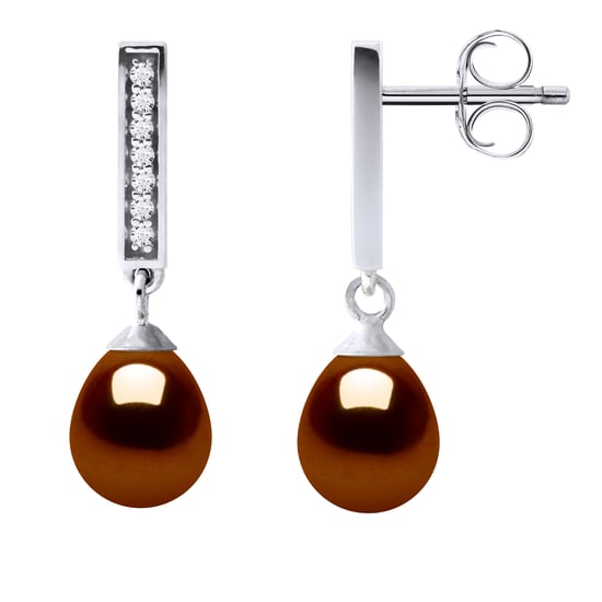 Earrings Dangle Freshwater Pearls 6-7mm Chocolate Pears Jewelery 925
