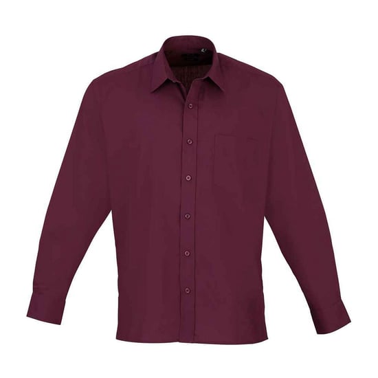 Premier Mens Poplin Long-Sleeved Shirt (Burgundy) - Image 2