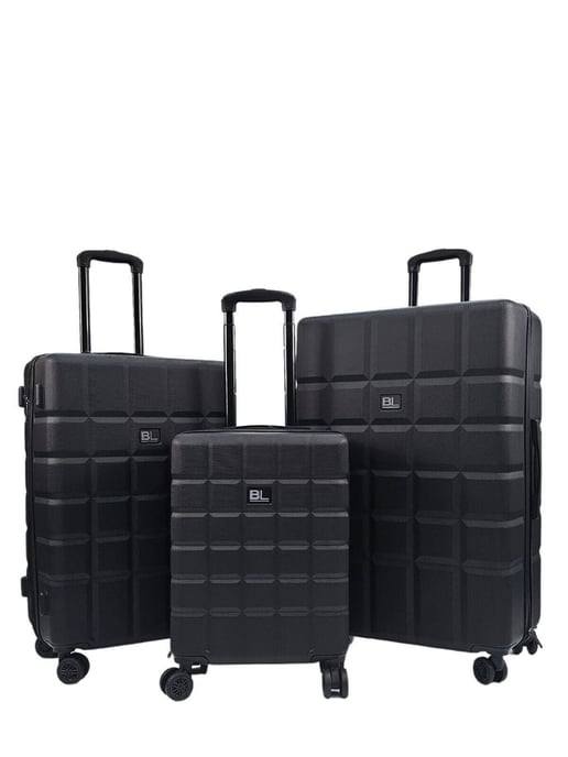 Black Hard Shell Classic Suitcase Set 8 Wheel Cabin Luggage Case Travel Bag