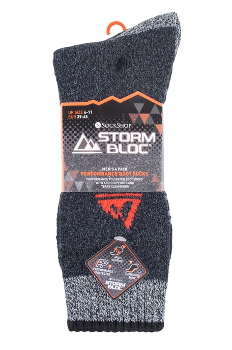 STORM BLOC - 4 Pares Calcetines Suela Acolchada Hombre Senderismo Bota de Trabajo - Image 2