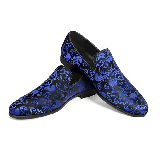 Men's Penny Loafers with Elegant Jacquard Blue - Image 1