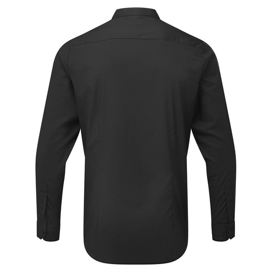 Premier Mens Banded Collar Long-Sleeved Formal Shirt (Black) - Image 2