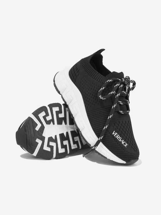 Versace Kids Logo Slip On Trainers in Black