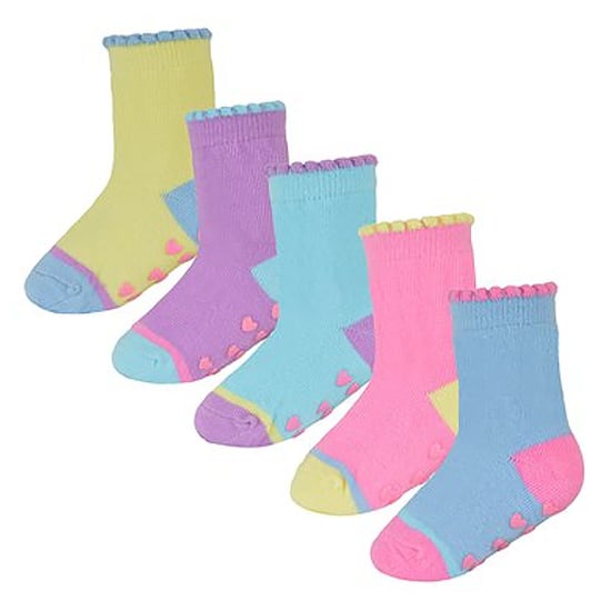 Calcetines antideslizantes para bebé niña con talones y dedos | Paquete de 10 pares | Calcetines suaves y bonitos con agarres - Estilo 1 - Image 2