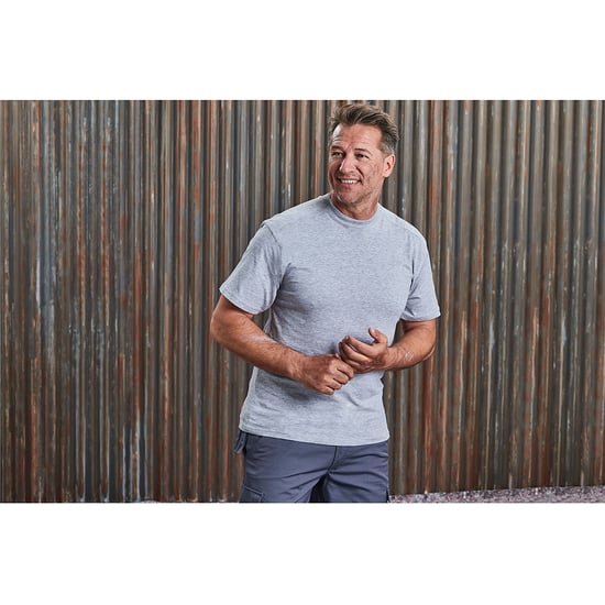 Russell Europe Mens Short Sleeve Cotton T-Shirt (Light Oxford) - Image 3