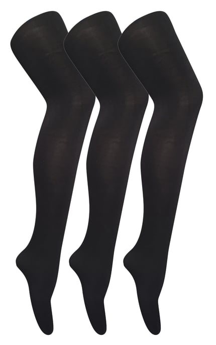 3 Pares de Mallas Opacas de 80 Deniers para Mujer | Sock Snob | Plain Block Colour Tights - Negro - Image 1
