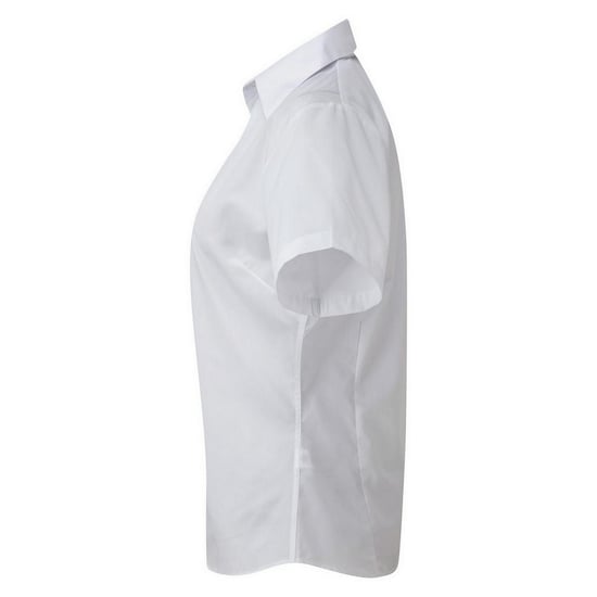 Premier Short Sleeve Poplin Blouse / Plain Work Shirt (White) - Image 3