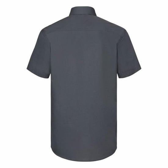 Russell Collection Mens Short Sleeve Poly-Cotton Easy Care Tailored Poplin Shirt (Convoy Grey) - Image 2