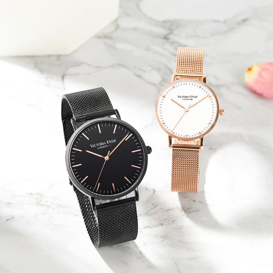 VICTORIA HYDE Couple Watches Gift Set Black Rose Gold - Image 2