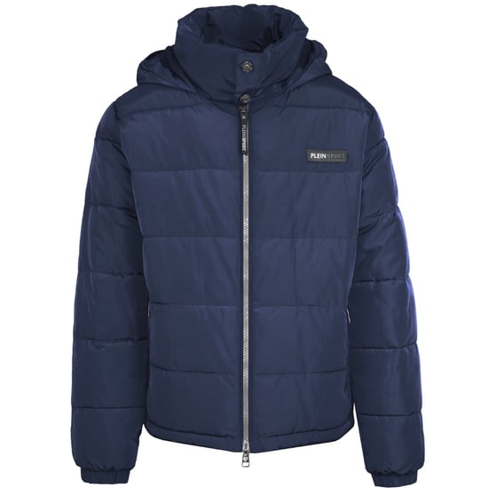 Chaqueta azul marino acolchada con logo en la espalda atrevida de Plein Sport - Image 1
