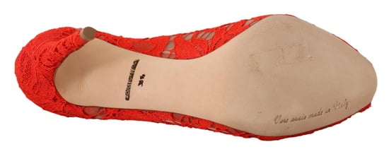 Zapatos de tacón de encaje rojo Taormina de Dolce & Gabbana con cristal para mujer - Image 5