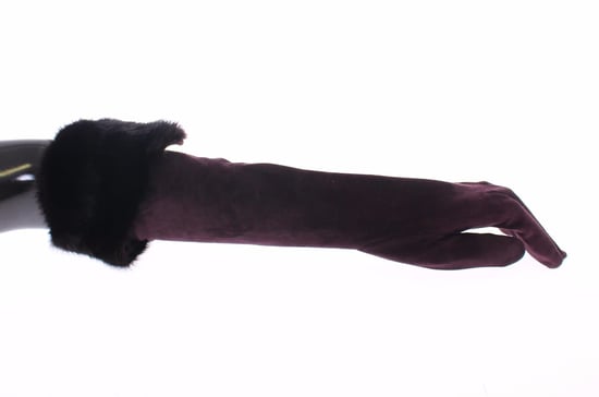 Guantes de cuero de ante de piel de cabra con visón púrpura para mujer de Dolce & Gabbana - Image 4
