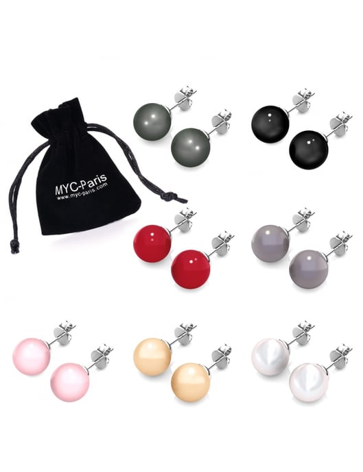 Pendientes en caja de perlas de colores de 7 días - Plata y multicolor - Image 2
