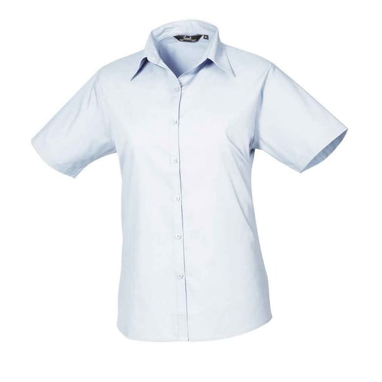 Premier Womens/Ladies Poplin Short-Sleeved Blouse (Light Blue) - Image 1