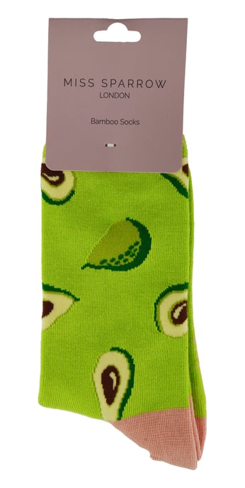 Calcetines de bambú con diseño divertido de sandía, aguacate y limones - Aguacate (Verde) - Image 2