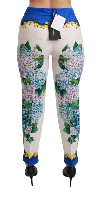 Pantalones de Seda Blancos de Hortensia de Cintura Media de Dolce y Gabbana - Image 4