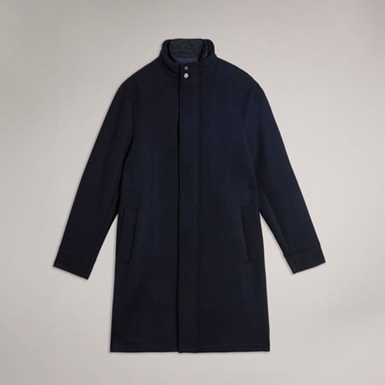Abrigo de mezcla de lana con cuello tipo embudo Ted Baker Ederson para hombre en azul marino - Image 5