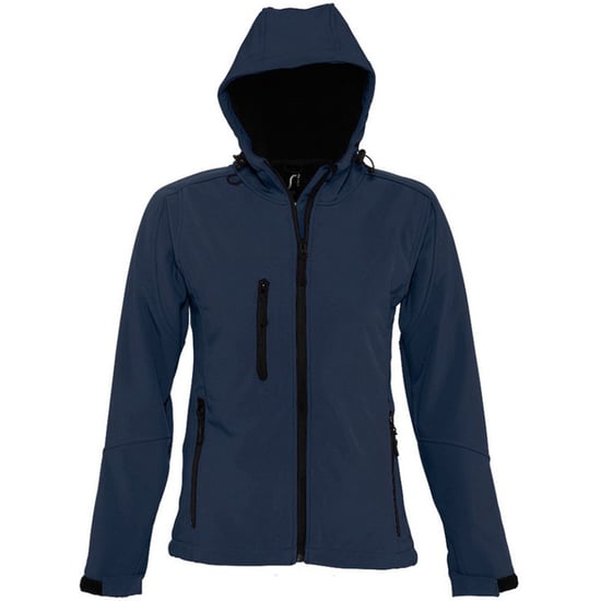 SOLS Womens/Ladies Replay Hooded Soft Shell Jacket (Breathable, Windproof And Water Resistant) (French Navy) - Image 1