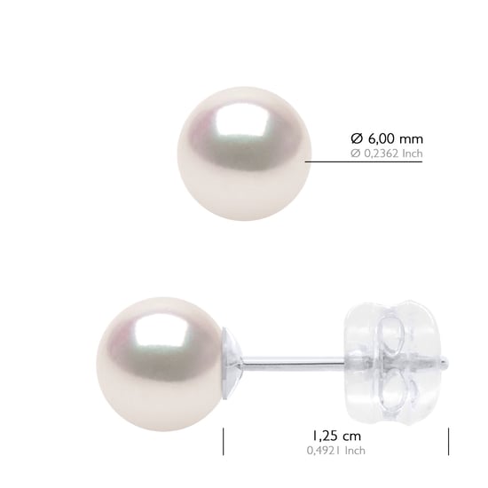 Earrings in White Gold 750 and Real Cultured Pearls Akoya Japanese Certified Round 6-7 mm - Image 2